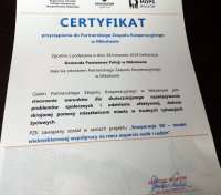 certyfikat przystąpienia mikołowskich policjantów do projektu